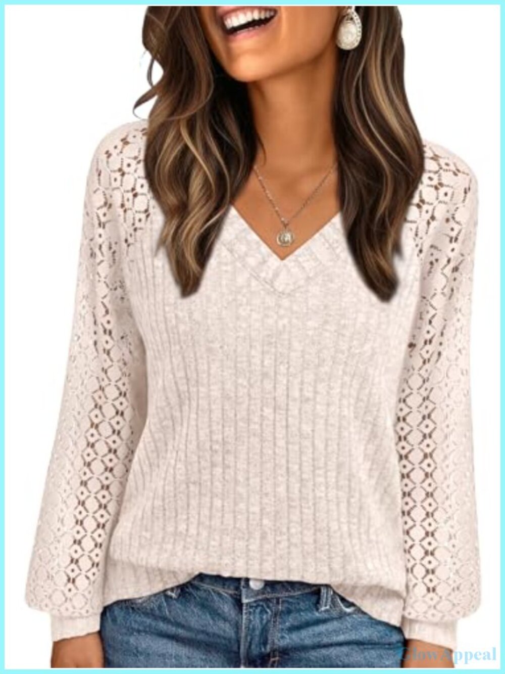 AUTOMET Womens Long Sleeve Lace V-Neck Blouse Casual Fall Tunic Top